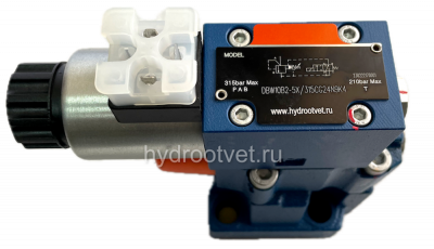 DBW10B1-5X/315YCW110-50N9K4 - Предохранительный клапан Ду10 с давлением настройки до 315 бар, управление - Y - внешний дренаж с разгрузкой B = открыт с электроуправлением W110