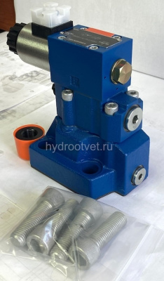 DBW20B2-5X/100YCW220-50N9K4 - Предохранительный клапан Ду25 с давлением настройки до 100 бар, управление - Y - внешний дренаж с разгрузкой B = открыт с электроуправлением W220