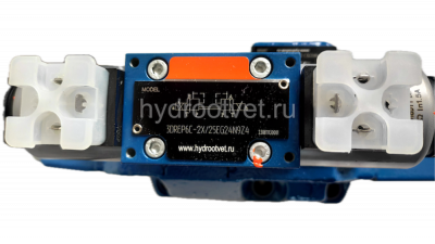 4WRZ25W6-220-7X/6EG24N9ETK4/D3V - Пропорциональный распределитель Ду25 без усилителя, номинальный расход 220 л/мин, схема W6, каналы управления ET - X и Y - внутренние